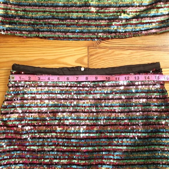 Forever 21 Striped Sequin 2 Piece Cropped Top and Skirt Set - large - Picture 7 of 8